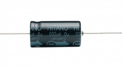 Hitano ECA010M63R-ROHS Eksenel Elektrolitik Kondansatör, 1Uf, 63V, ±20 % Kılıfı: AXIAL